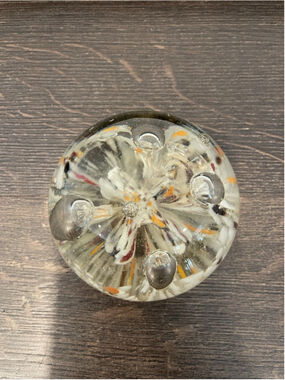 Multicolored Hand Blown Art Glass Paperweight Vintage